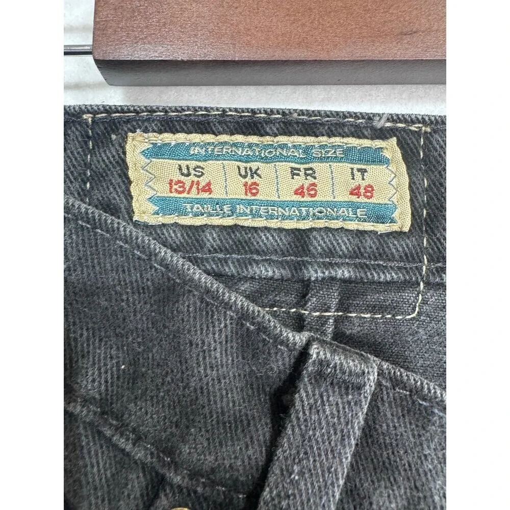 Vintage EXP Jeans By Express Tapered HighWaist Black Denim Pants Size 13/14 Rare